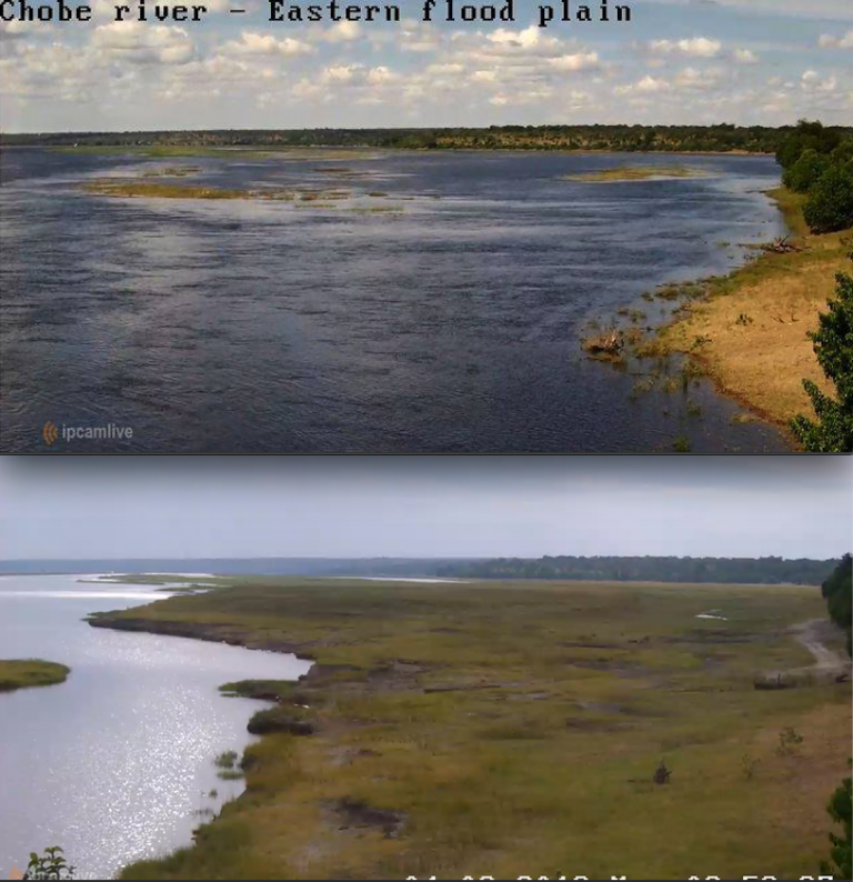 Water levels in the Okavango Delta and Chobe River Wildlife